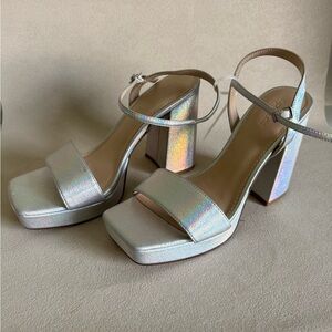 Shimmering Silver Platform Heels